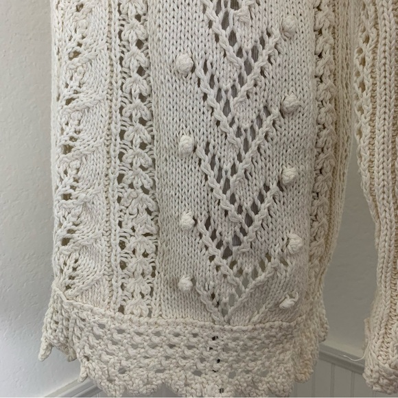 Vtg Chaus Longline Cable Knit Hobnail Sweater Womens M Ramie Cotton Cottage - Picture 6 of 17